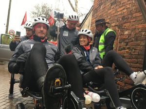 Supporting image for story: Gareth Thomas' Sport Relief Tour de Trophy welcomed in Shropshire