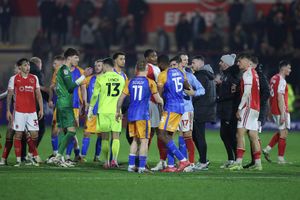 Tempers flare up at full-time between both sets of players