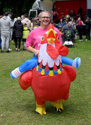 Garth Green, from the Slimming World stand, is all dressed up.