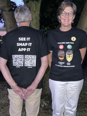 Beekeepers sporting Our Bees Need You T-shirts for Asian Hornet Awareness Week. Photo: South Staffordshire & District Beekeepers Association