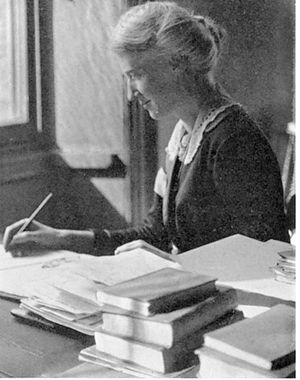 Eglantyne at her desk in the Save The Children Fund office in about 1921.