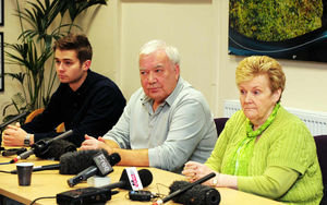 John and Marilyn Payne, parents of missing teenager Nicola Payne, with actor George Evans, making an appeal in 2012