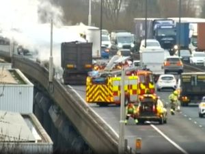 Supporting image for story: Two of four lanes closed on M6 after HGV fire near Birmingham