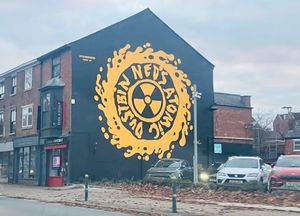 The finished artwork on the side of the building close to Stourbridge town centre