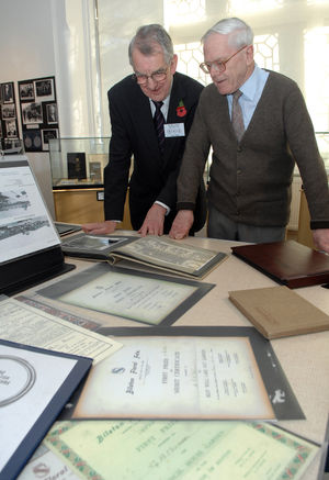 Black Country Memories Club exhibition at The Bilston Craft Gallery. Pictured are Trevor Genge and Tom Larkin in 2006.