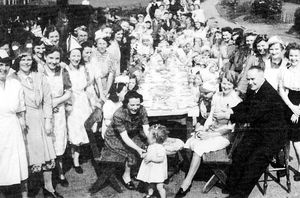 A street party in Norton Lane, Great Wyrley on May 12, 1945