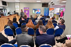 Business talk at the Black Country Chamber Expo event at Wolverhampton Racecourse