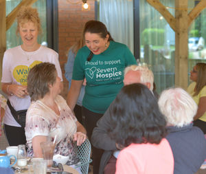 Organiser Kandis Bailey chatting to walkers before they set off.