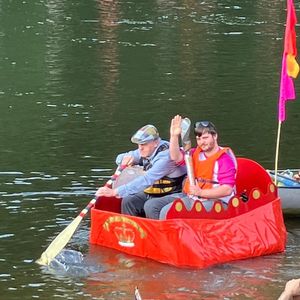 The baton takes a coracle trip on the River Severn at Ironbiridge. Photo: Telford & Wrekin Council.