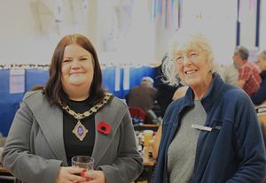 Oswestry Mayor Cllr Rosie Radford with Repair Cafe Volunteer Jood Gough