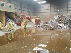 Supporting image for story: Pictures: 40 firefighters battle blaze to 100 tonnes of plastic at Ellesmere recycling building