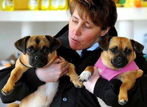 DCI Jayne Bashford with pug crosses Betty and Ringsby who were rescued at Manor Vets