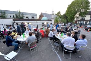 A meal was provided for guests at the Baitul Atta Mosque