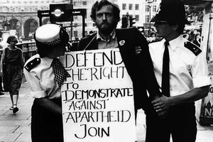 Protester – Corbyn at an anti-apartheid demo in 1984