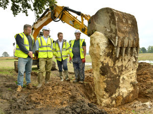Supporting image for story: Monoliths mark the way as burial mound scheme begins near Wem 