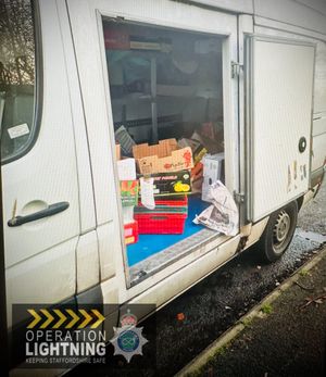 The van was found by police to have the side door wide open. Photo: Staffs Road Crime Team