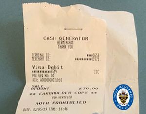 The cash generator receipt was presented as evidence