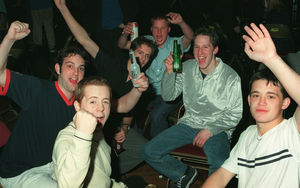 A beer with the boys at Blast Off in 1998.
