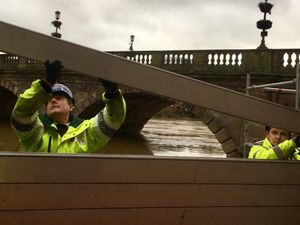 Supporting image for story: Flood barriers back up again in Shrewsbury - with pictures and video