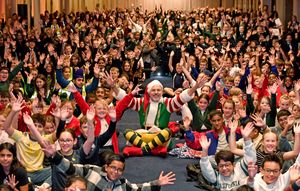 TV star and author David Walliams mets the children of Wolverhampton at Grand Station, Wolverhampton