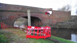The crash caused serious damage to the bridge. Photo by John Smith