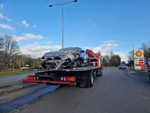 The car after being removed from the house