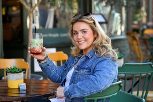Sally Ashworth cools down outside Poms in Lichfield, one of many businesses enjoying increased trade due to the good weather