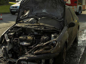 Supporting image for story: Car destroyed in Telford rush-hour blaze