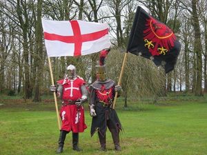 Two knights flying their flags for the village. Photos: Christine Williams