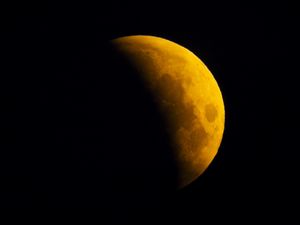 The lunar eclipse above Surrey Quays in London