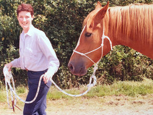 Hilary Paul Photographed in 1998 with her horse, Storm.
