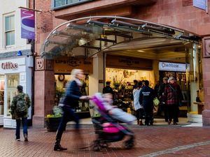 Shoppers on Pride Hill in Shrewsbury