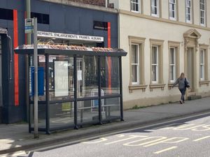 Oswestry’s first green-roofed bus shelter in Church Street 