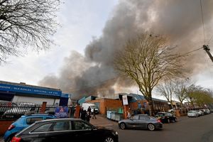 The scene of the blaze in Wolverhampton.
