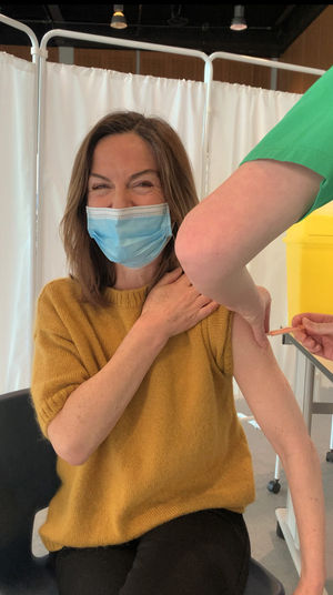 Lucy Allan receiving her Covid jab