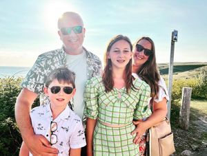 Emily, with brother, Oliver, mum, Eve and dad, Leon