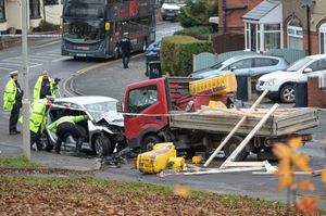 Supporting image for story: Seriously injured drivers cut free after head-on crash shuts Stourbridge road