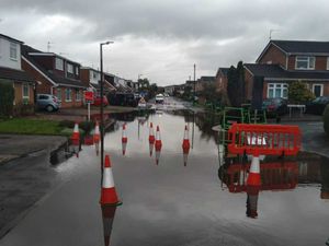 Supporting image for story: Newport road flooded and inaccessible as manhole is overwhelmed following heavy rain