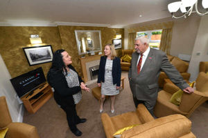 Chief Executive Amanda Tomlinson, centre, with Councillor Pete Bilson and Night Manager Maria Smith in one of the rooms at Gower Gardens