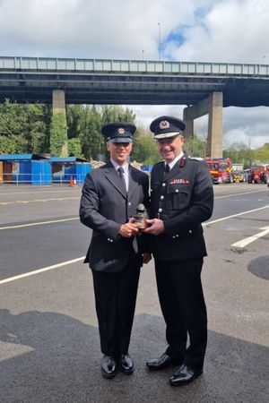 From Squad 01/25, the Physical Fitness Achievement Award was presented to Kallum Richards by Chief Fire Officer Thomas