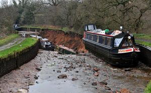 The scene in Whitchurch after a huge sinkhole opened up. Photo: Tim Thursfield