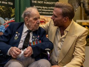 Second World War veteran Harry Winter, 102, with Matt Goss