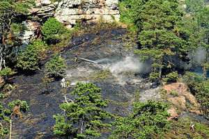 One firefighter suffered minor injuries and was taken to hospital.