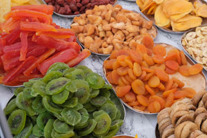 Paradise Bites’ savoury snacks including premium nuts, baklava, Turkish delight, olives, and dried fruits and assorted cashew nuts. Image by Andy Compton