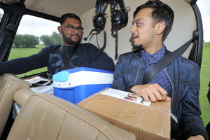 The chef's sons Shulm Miah and Shahekh Rahman and curries ready for lift-off 