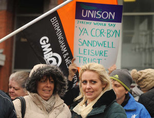 Union officials protest outside Sandwell Council House