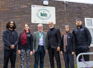 Haider Bashir, apprentice, Tiana Barnes, youth worker, Mayor Richard Parker, Basharat Dad, founder and chief executive of Our Community Foundation, Teyaba Kauser, youth mentor, and Zain Khan, youth development officer. PIC: WMCA
