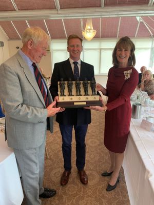 Clive Blakeway receives a statue of the Guards Memorial, Horse Guards as he retires from Branch Chairman (since 2000) and the Branch Secretary (since 2004) for the Shropshire Branch of the Coldstream Guards Association. He is presented by the President Lt Col Tom Radcliffe and Lord-Lieutenant Anna Turner JP 