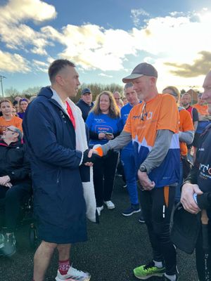 Shropshire Shufflers Nick Deane, who was diagnosed with condition last year, meets Kevin Sinfield