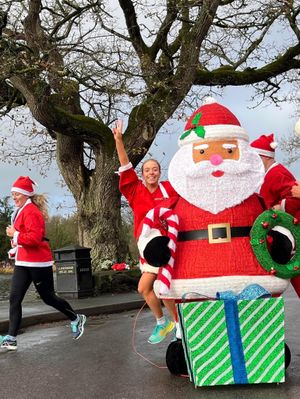 Runners had great fun at the lakeside course complete with festive characters.Image: Mark Francis and Llandrindod Community Events